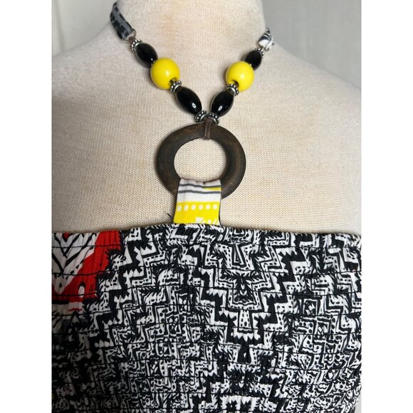 Magic beaded tube top maxi XL dress stretch geo print Y2K 70’s - Picture 2 of 10